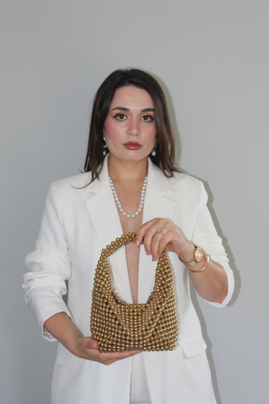 Helius Gold Beaded Handbag