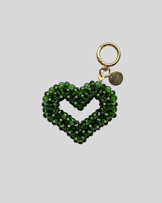 Green Heart Beaded Charm