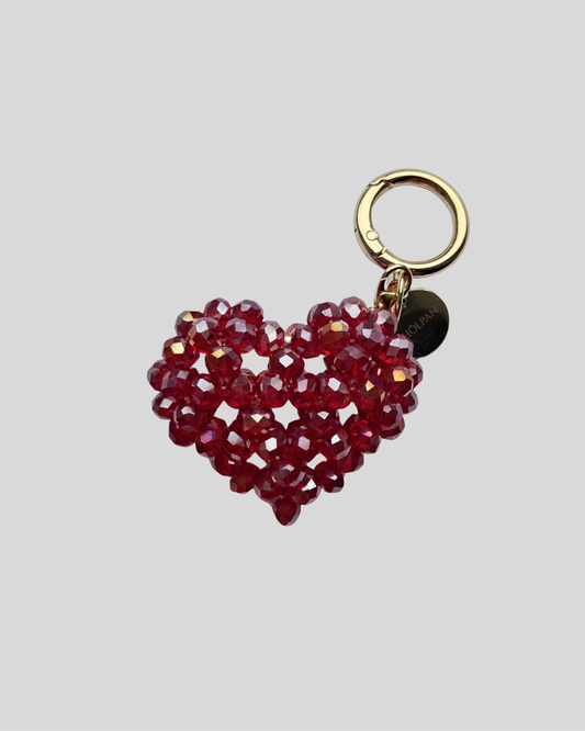 Red 3D Heart Beaded Charm